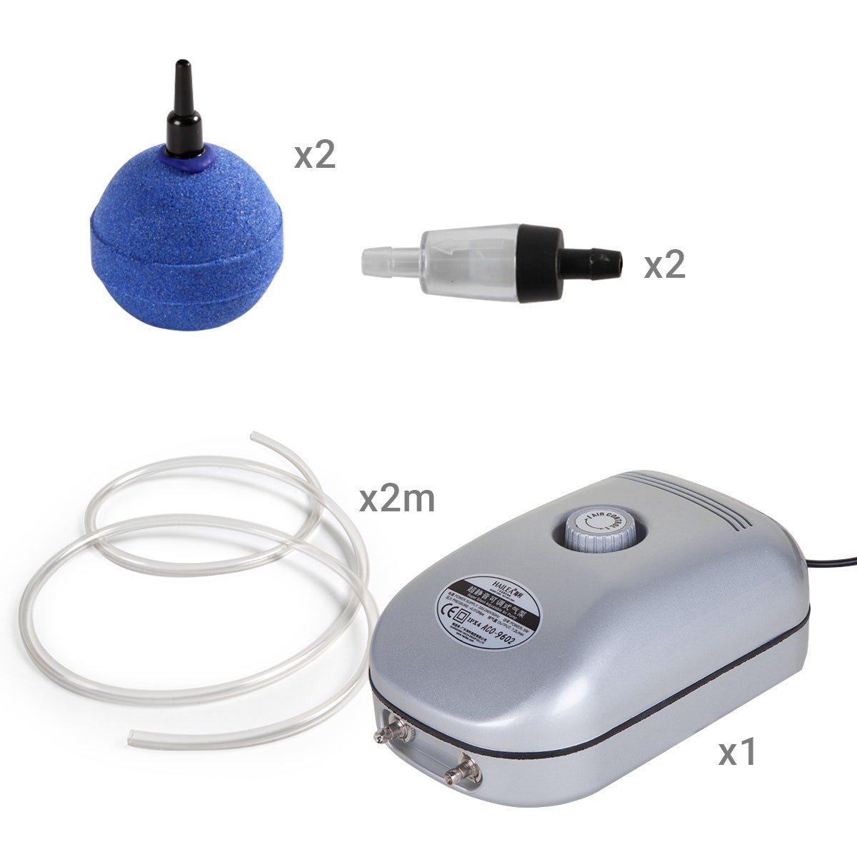 Hailea Air Pump Kit with 2" Ball Air Stones