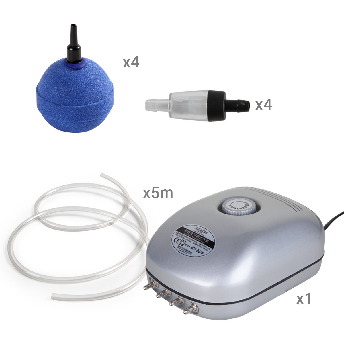 Hailea Air Pump Kit with 2" Ball Air Stones