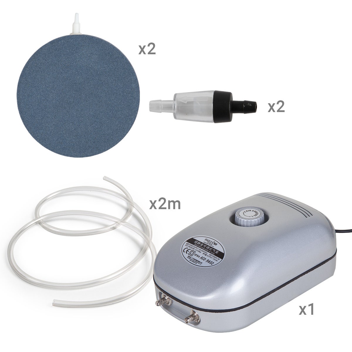 Hailea Air Pump Kit with Flat Air Stones