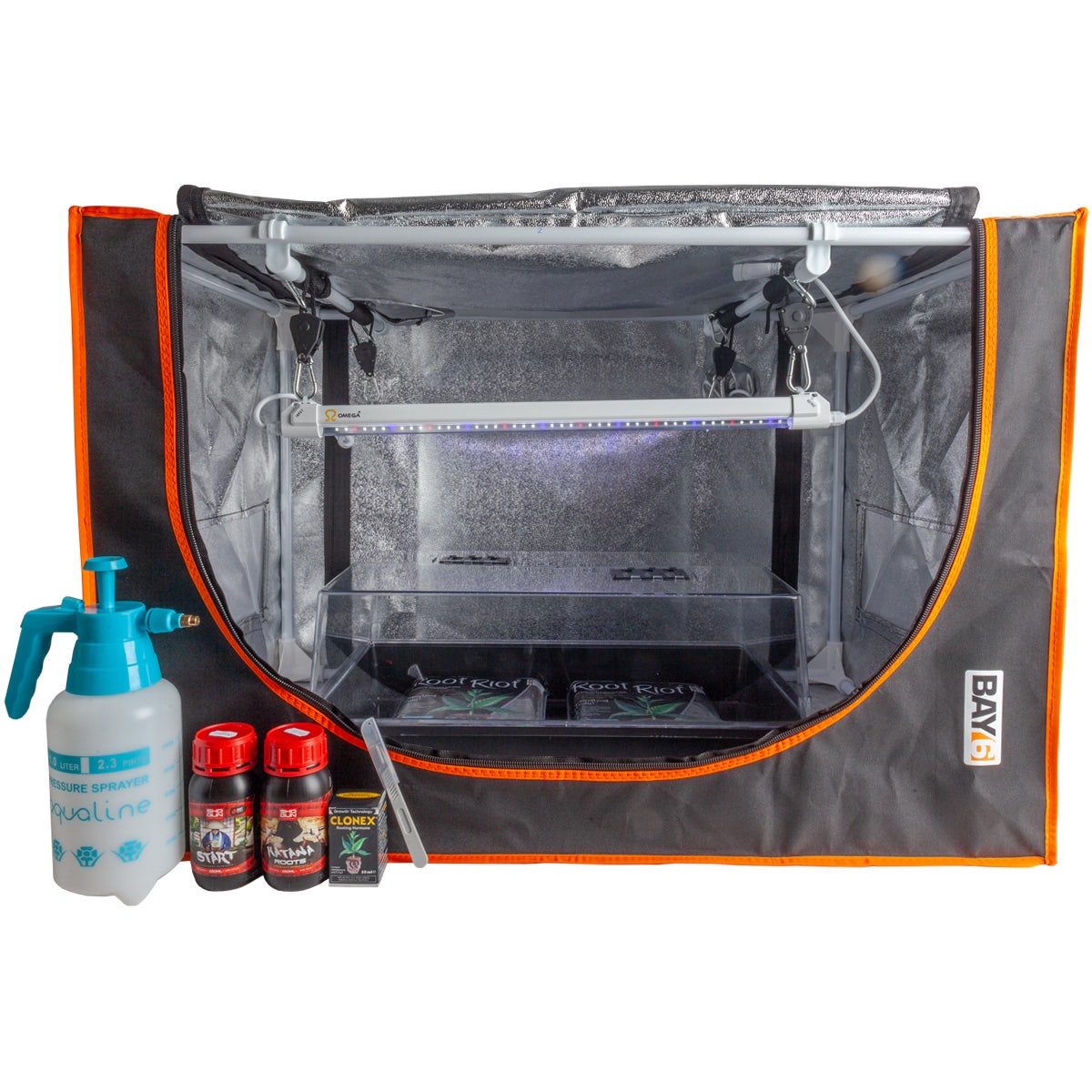 budget grow tent kit Budget Bay6 Miniprop & Omega 9w Clone LED Propagation Tent Kit