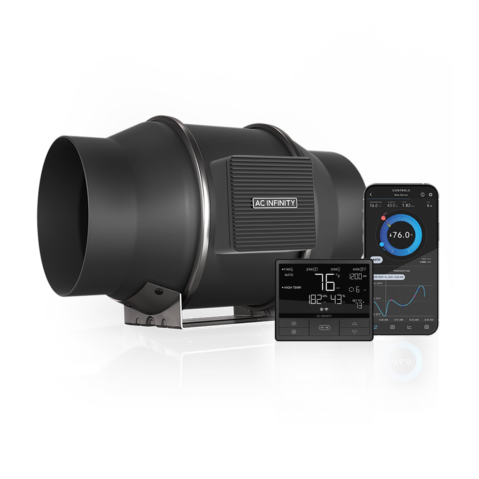 AC Infinity Cloudline Pro T-Series Inline Fan - Temp, Humidity & VPD