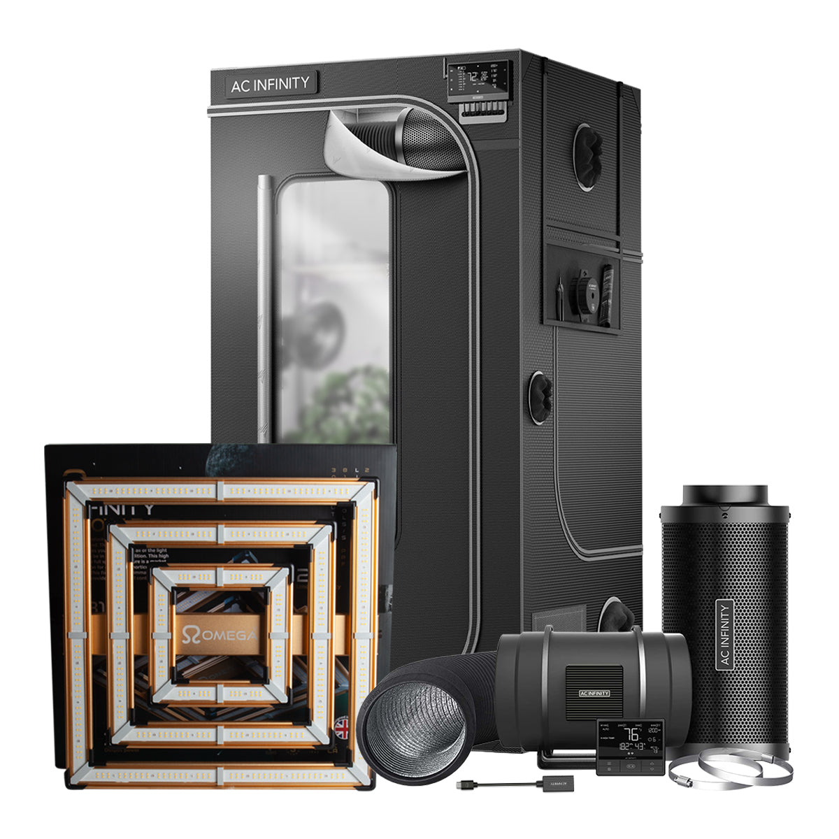 AC Infinity 300w LED Grow Tent Kits - 0.9m x 0.9m x 1.8m