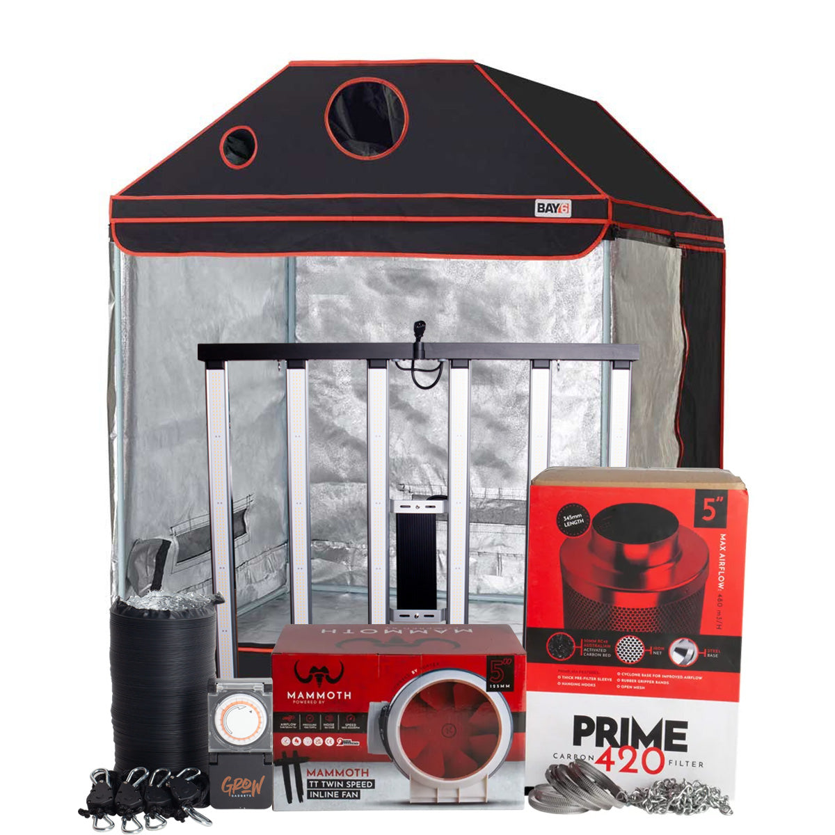 Omega Black 720w LED Pitched Grow Tent Kit - 1.2m x 1.2m x 1.8m