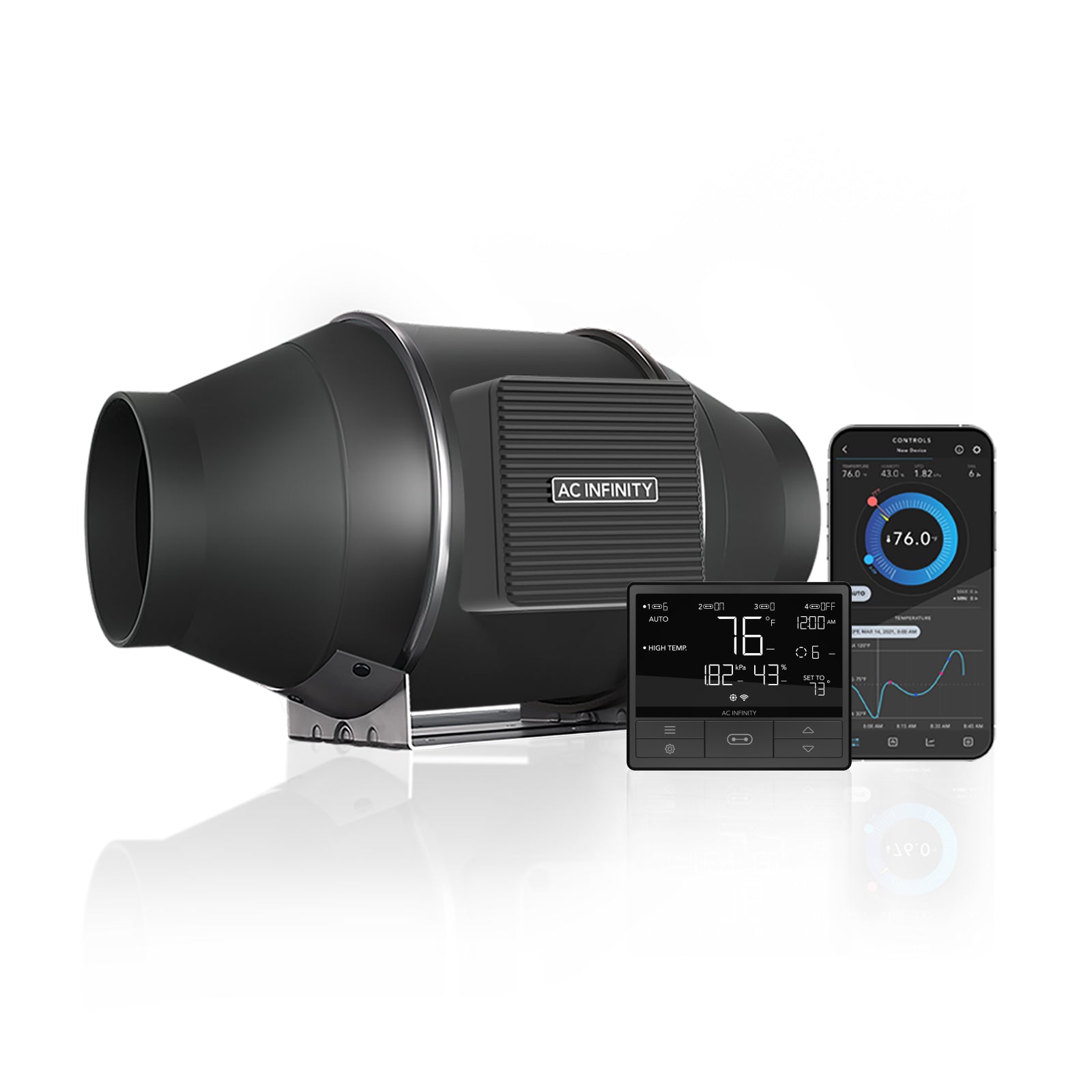AC Infinity Cloudline Pro T-Series Inline Fan - Temp, Humidity & VPD