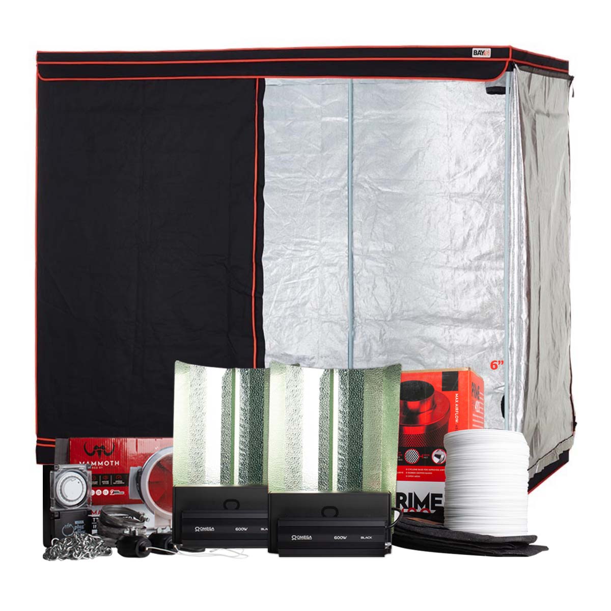 Budget Grow Tent Kit with 600W Grow Light and Full Extraction Kit – 1.2m x 2.4m