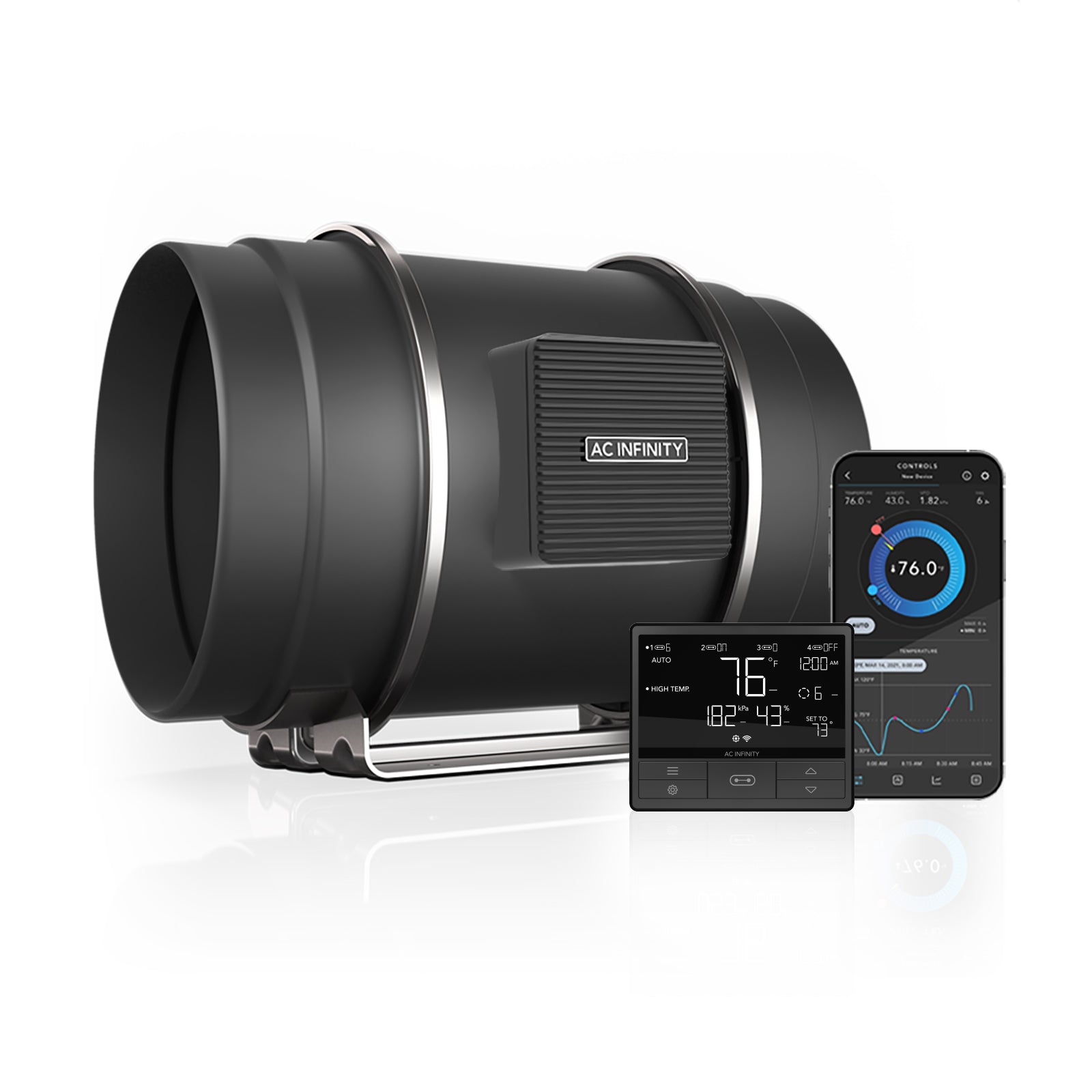 AC Infinity Cloudline Pro T-Series Inline Fan - Temp, Humidity & VPD