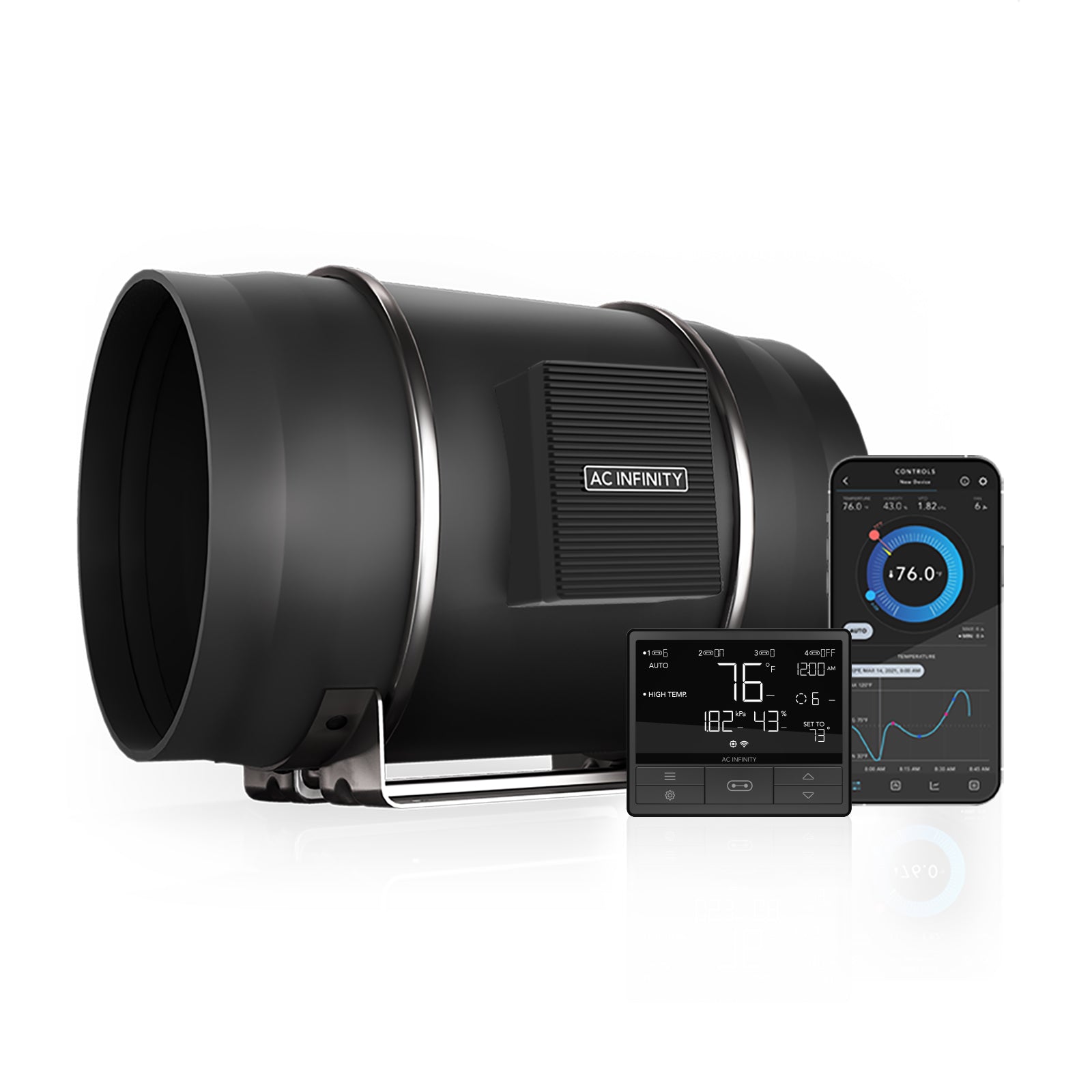 AC Infinity Cloudline Pro T-Series Inline Fan - Temp, Humidity & VPD
