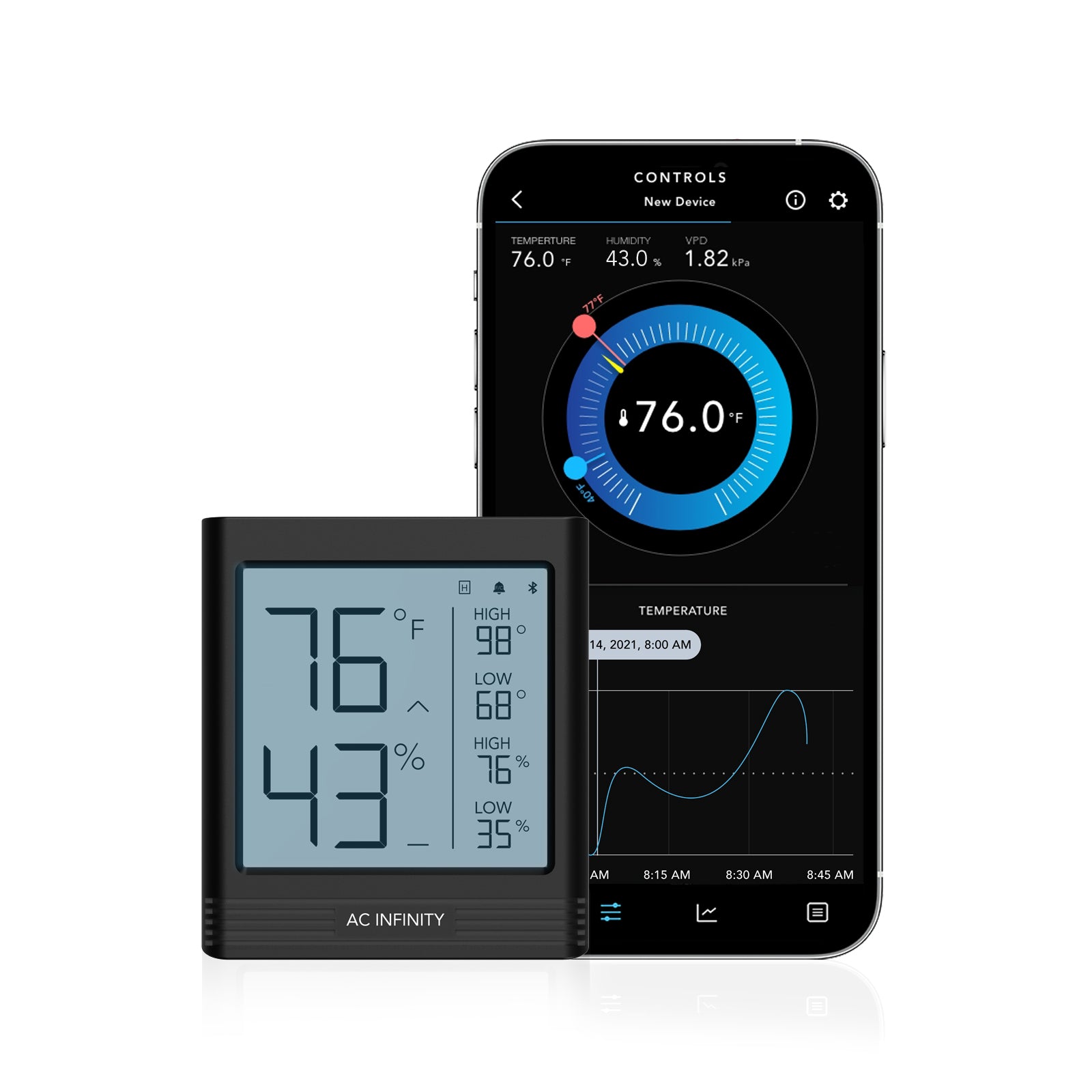 AC Infinity CloudCom Smart Thermo-Hygrometer - Temp, Humidity & VPD Monitor