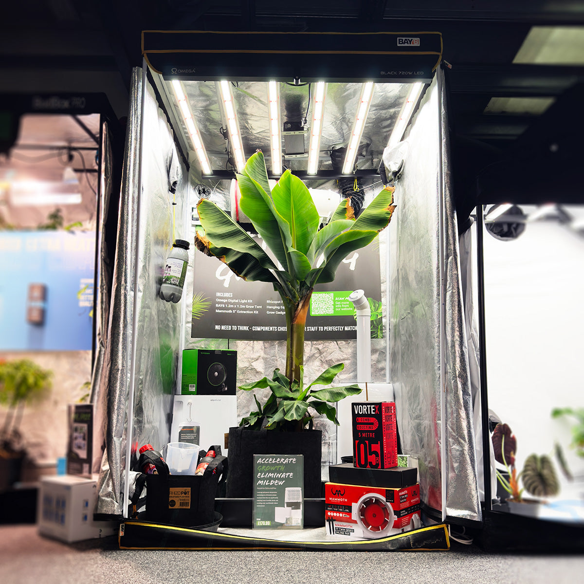 Omega Black 720w LED Grow Tent Kit - 1.2m x 1.2m