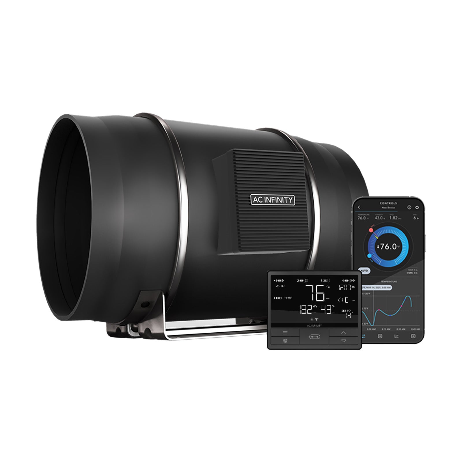 AC Infinity Cloudline Pro T-Series Inline Fan - Temp, Humidity & VPD